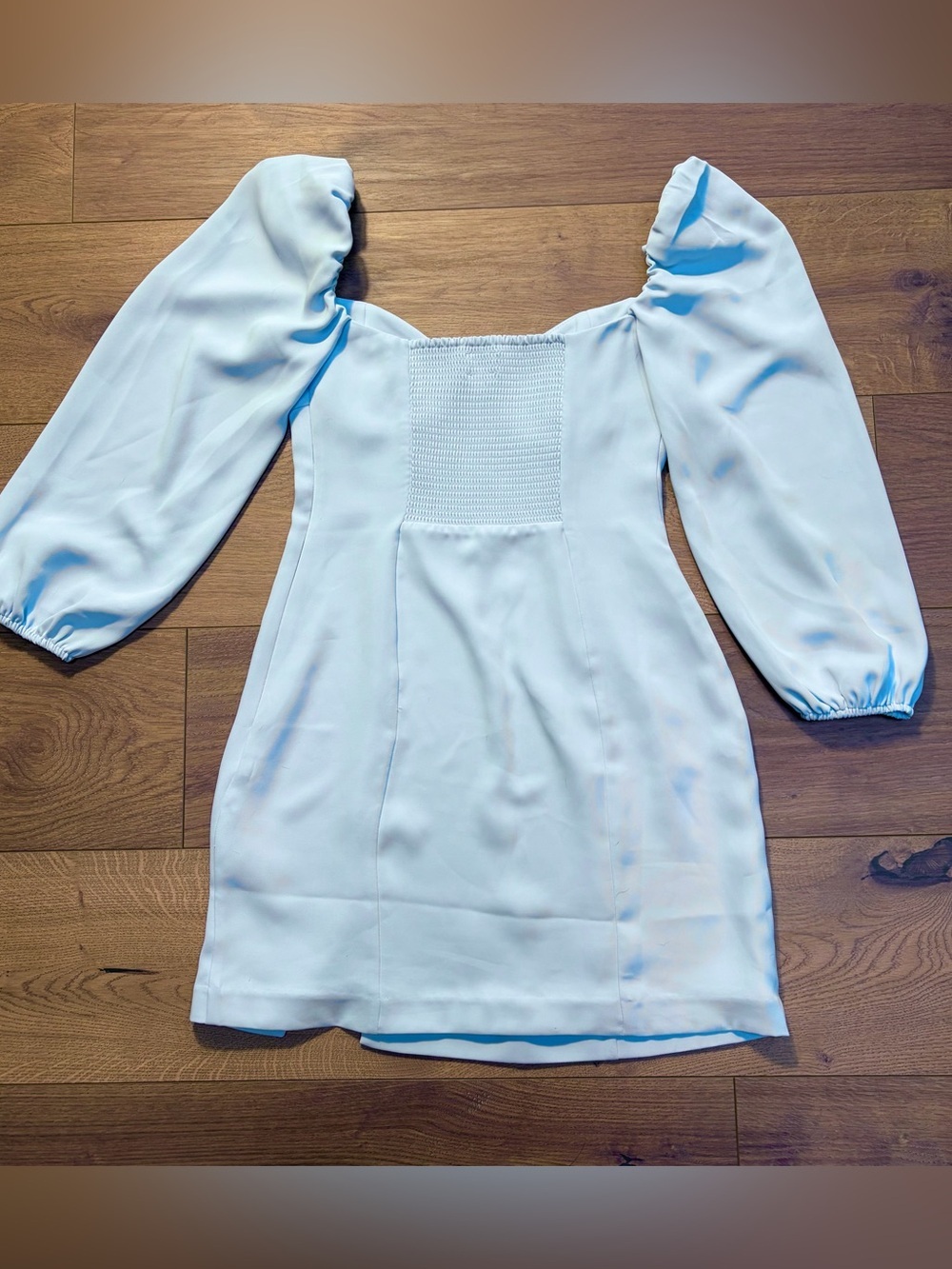 Aritzia Light Blue Puff-Sleeve Mini Dress - Picture 2 of 4